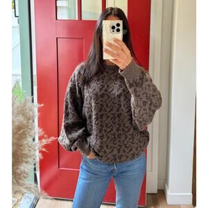 Vintage Diane von Furstenberg Metallic Brown Knit Sweater Oversized M / L